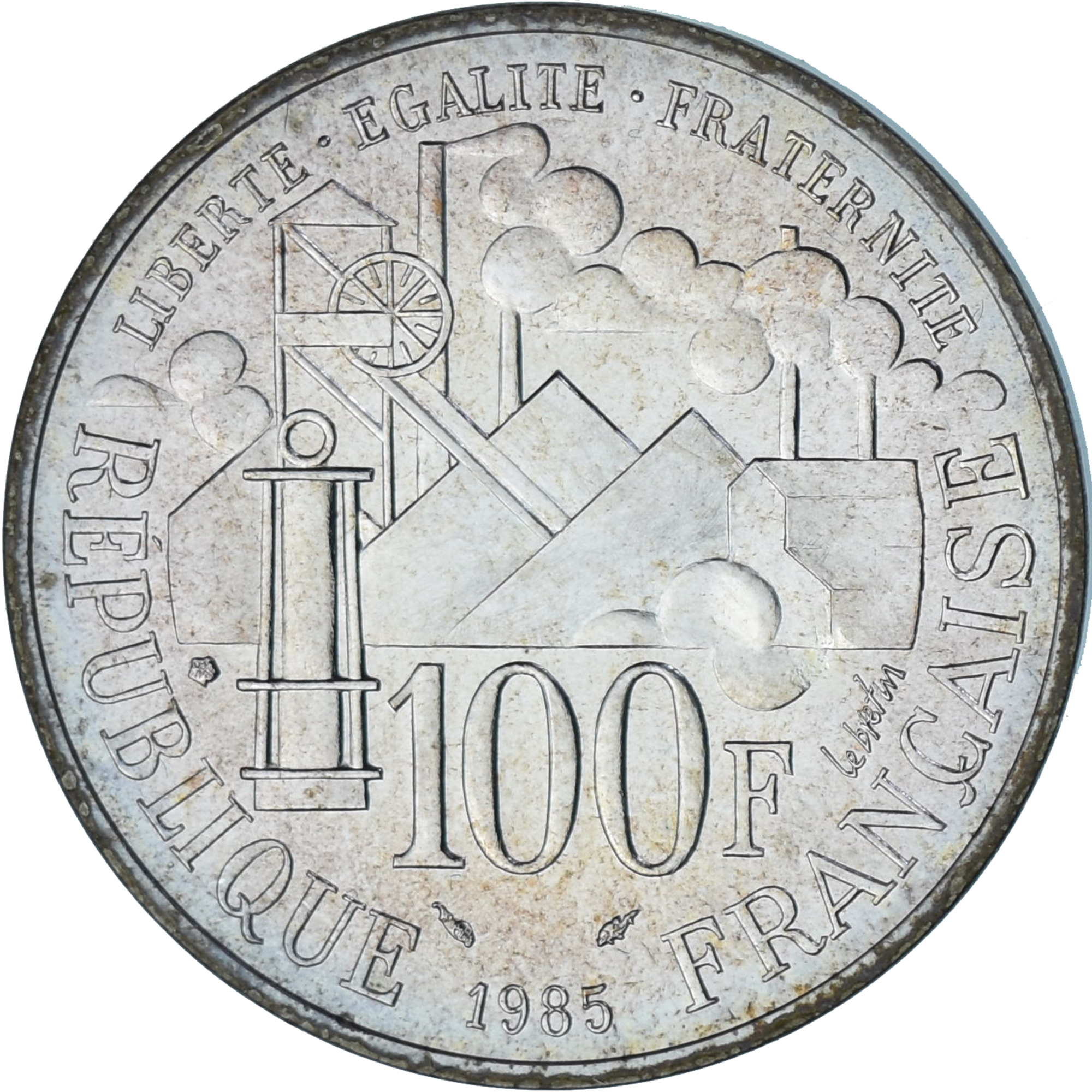 France, Emile Zola Germinal, 100 Francs, 1985, Paris, , Silver
