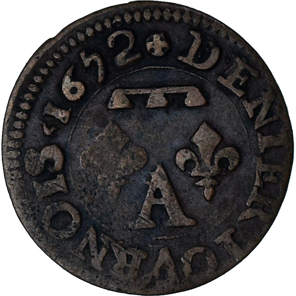 Principality of Dombes, Gaston d'Orléans, Denier Tournois, 1652, Trévoux
