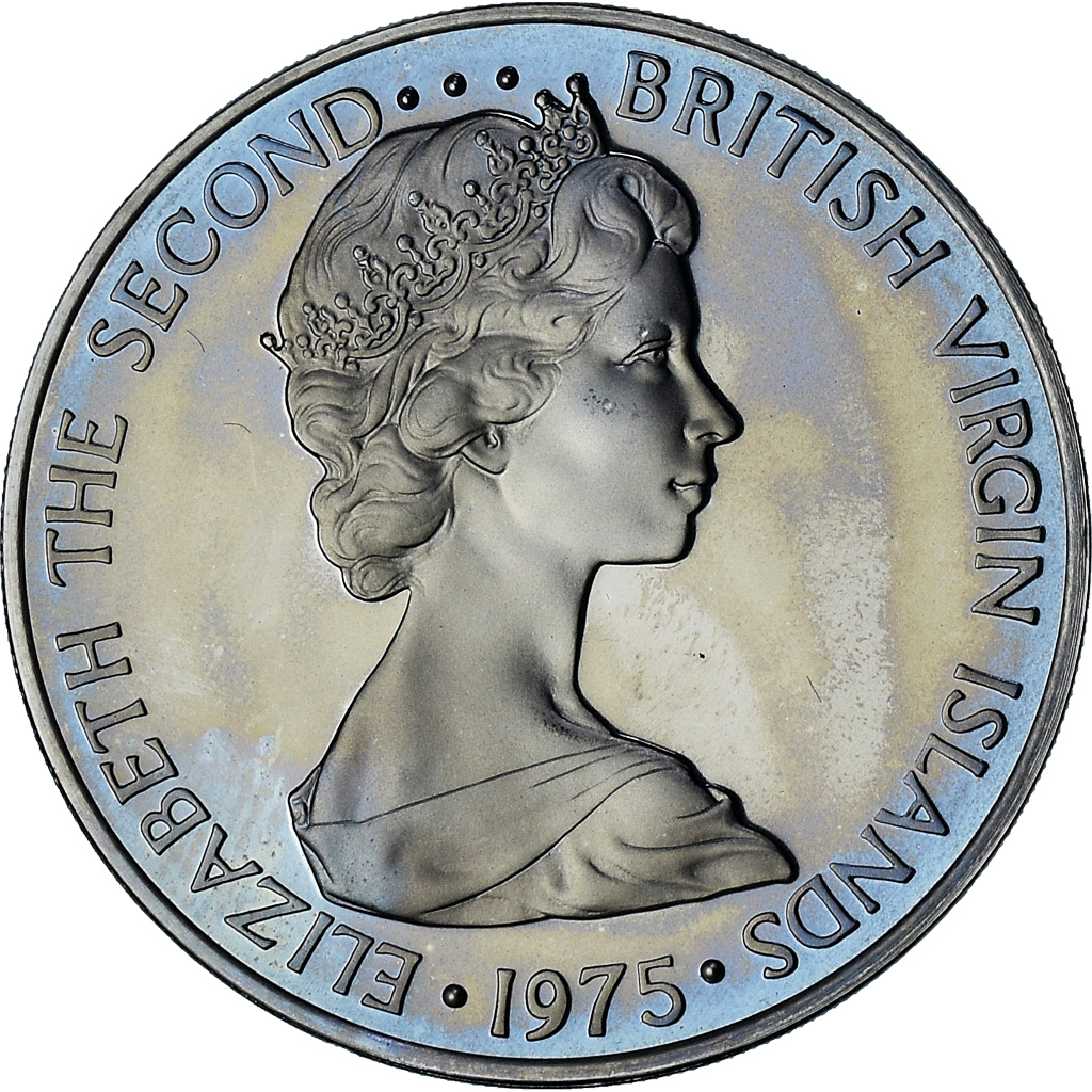 BRITISH VIRGIN ISLANDS, Elizabeth II, 50 Cents, 1975, Proof, 