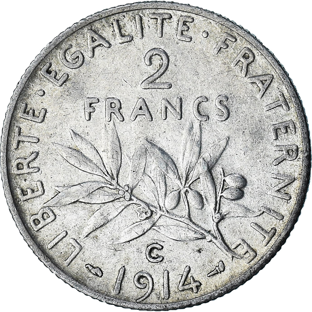 France, Semeuse, 2 Francs, 1914, Castelsarrasin, , Silver, KM:845.2