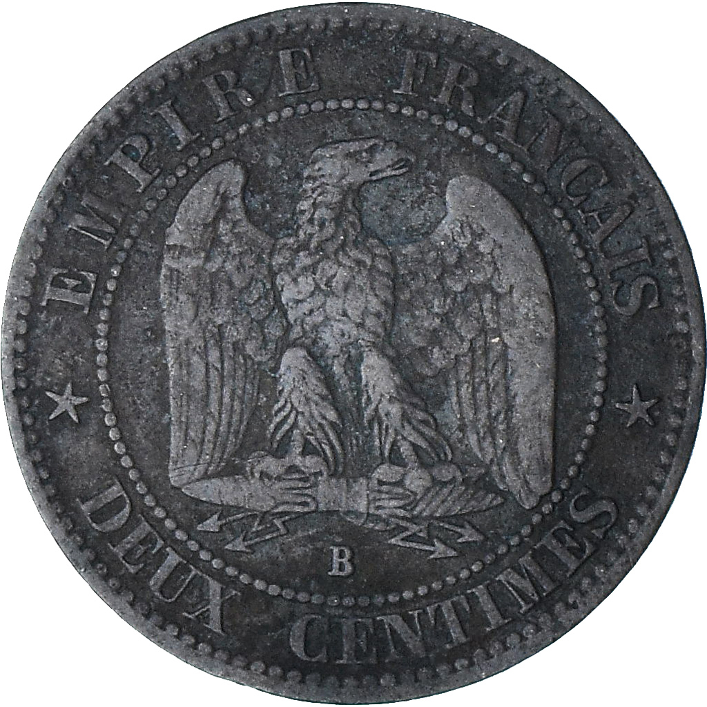 France, Napoleon III, 2 Centimes, 1856, Rouen, , Bronze, KM:776.2