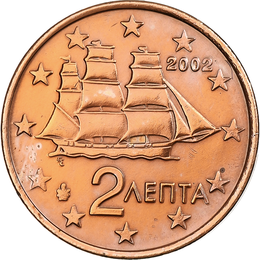 Griechenland, 2 Euro Cent, 2002, Athens, Copper Plated Steel, SS, KM:182