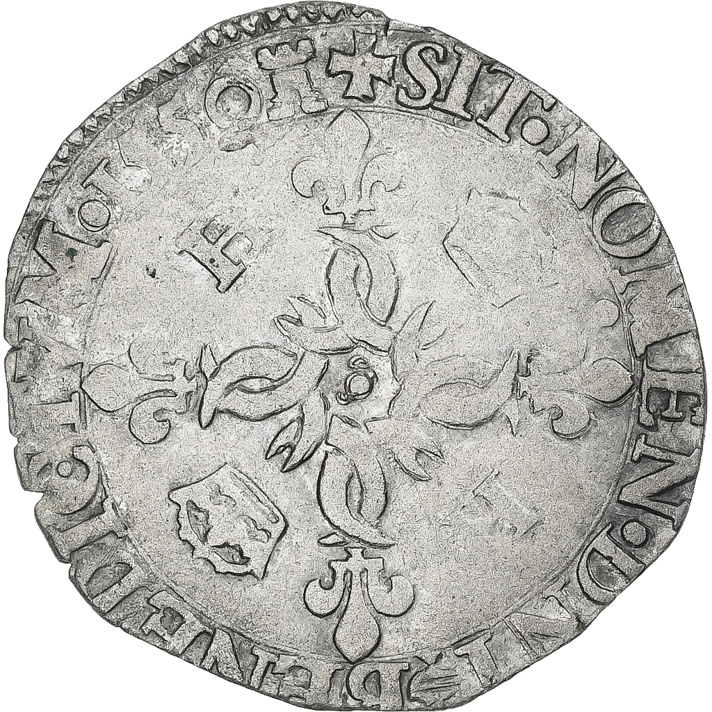 France, Henri II, Douzain aux croissants, 1550, Tours, , Billon