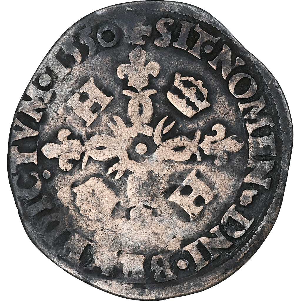 France, Henri II, Douzain aux croissants, 1550, Paris, Billon, 