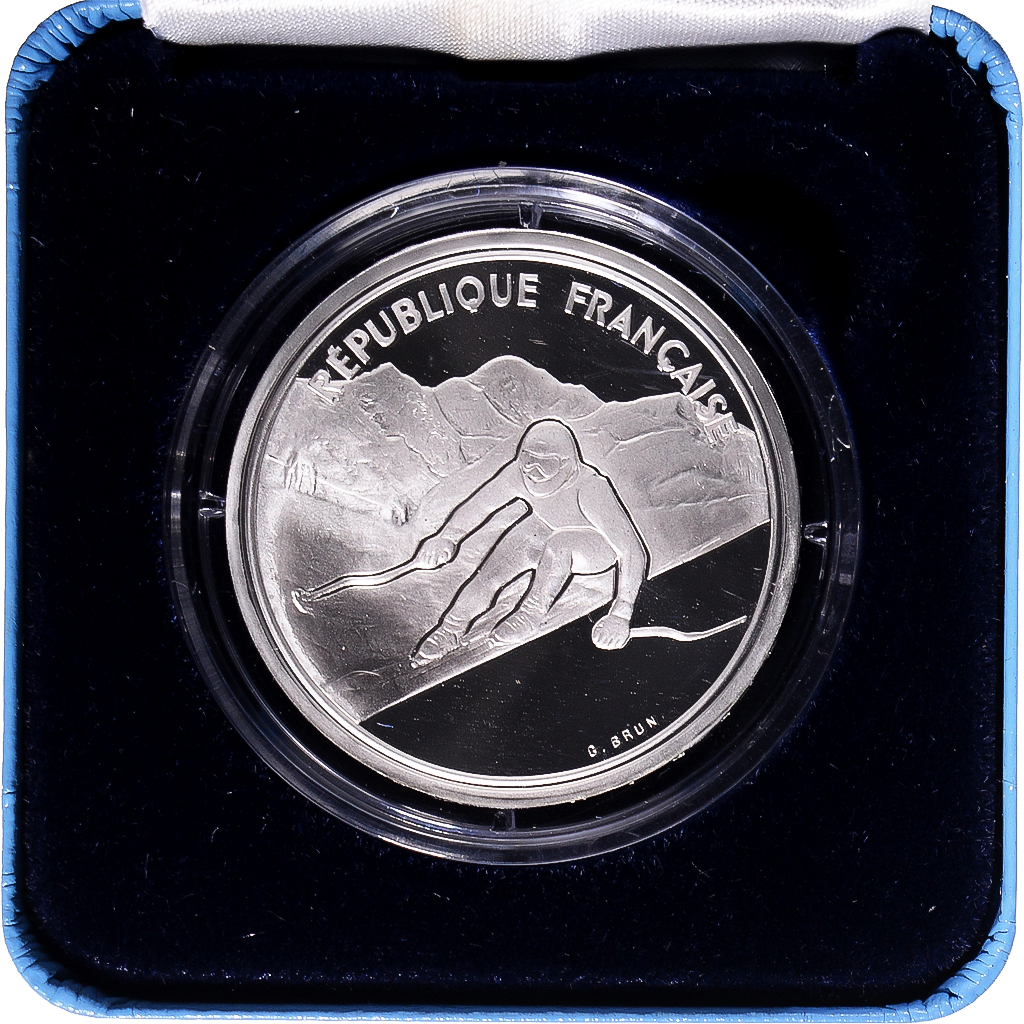 Coin, France, 100 Francs, 1989, Monnaie de Paris, JO  Alberville 1989 Skieur