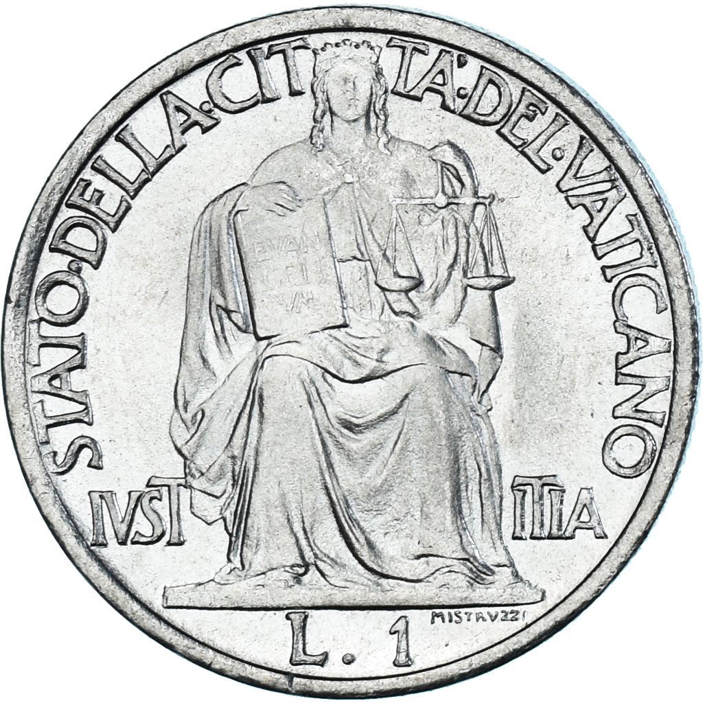 Coin, VATICAN CITY, Pius XII, Lira, 1942, Roma, , Stainless Steel, KM:35