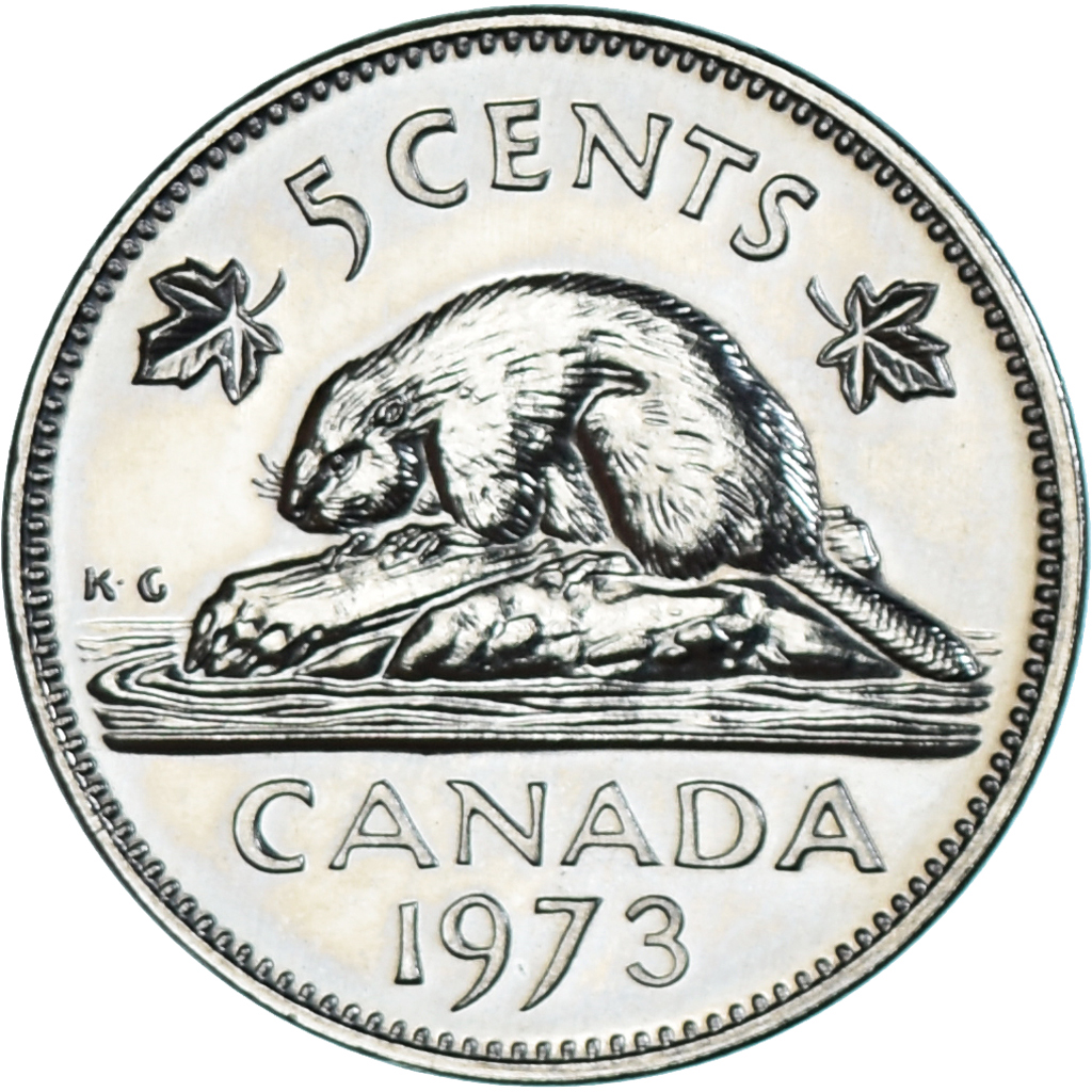 Coin, Canada, Elizabeth II, 5 Cents, 1973, Royal Canadian Mint, Ottawa