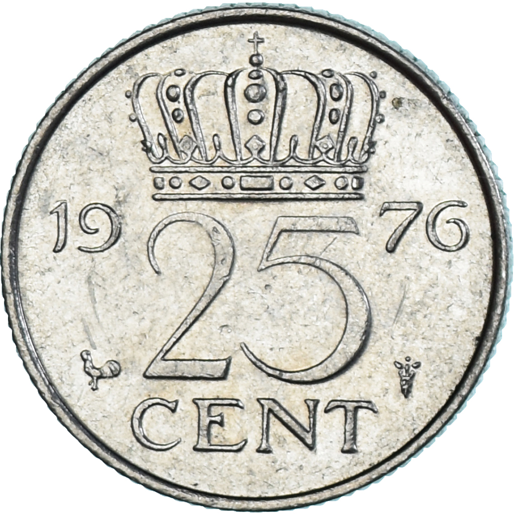 Coin, Netherlands, Juliana, 25 Cents, 1976, , Nickel, KM:183
