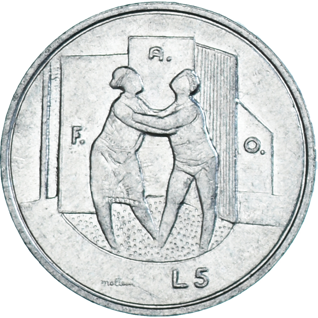 Coin, San Marino, 5 Lire, 1976, Rome, AU, Aluminum, KM:53