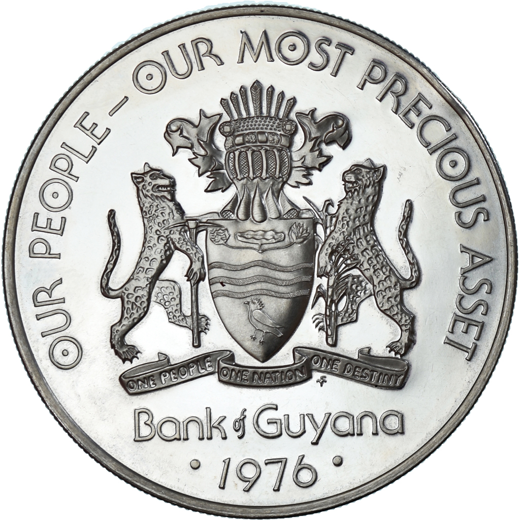 Coin, Guyana, 10 Dollars, 1976, Franklin Mint, BE, , Silver, KM:44a