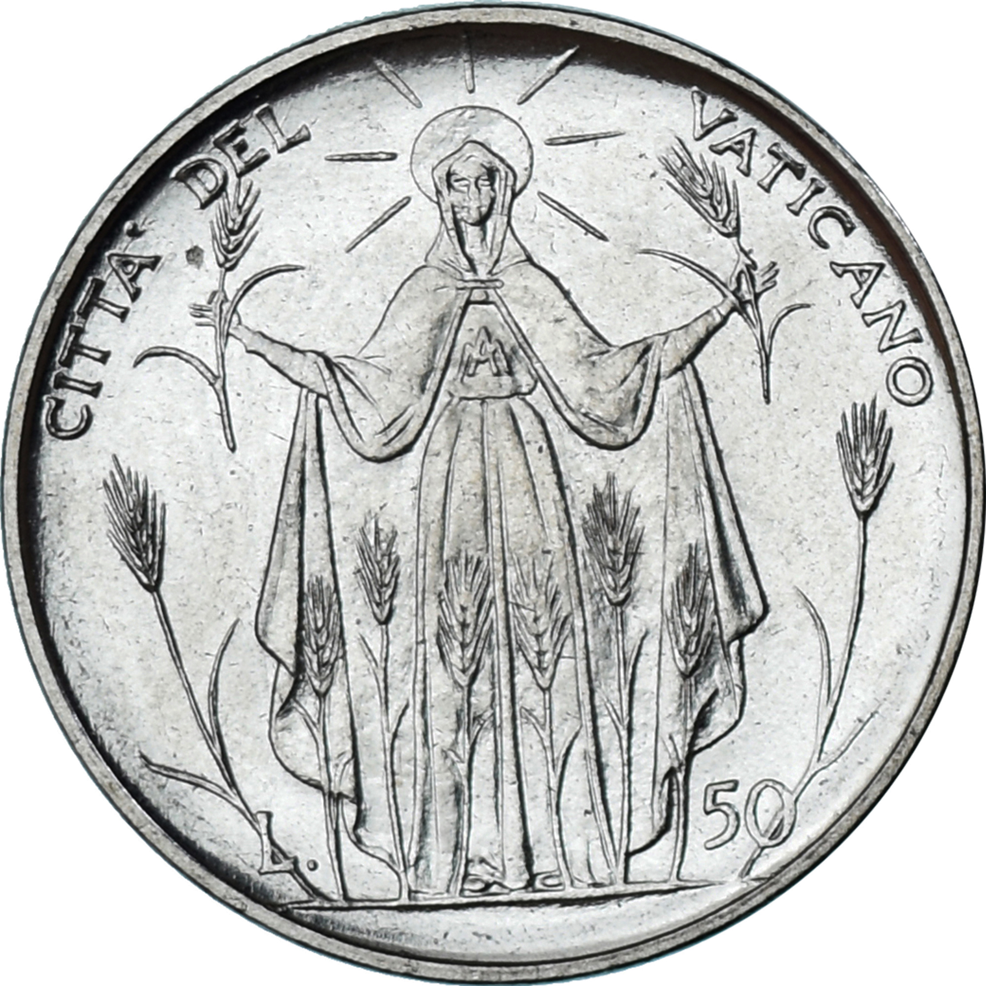 Coin, VATICAN CITY, Paul VI, 50 Lire, 1968, Roma, , Stainless Steel