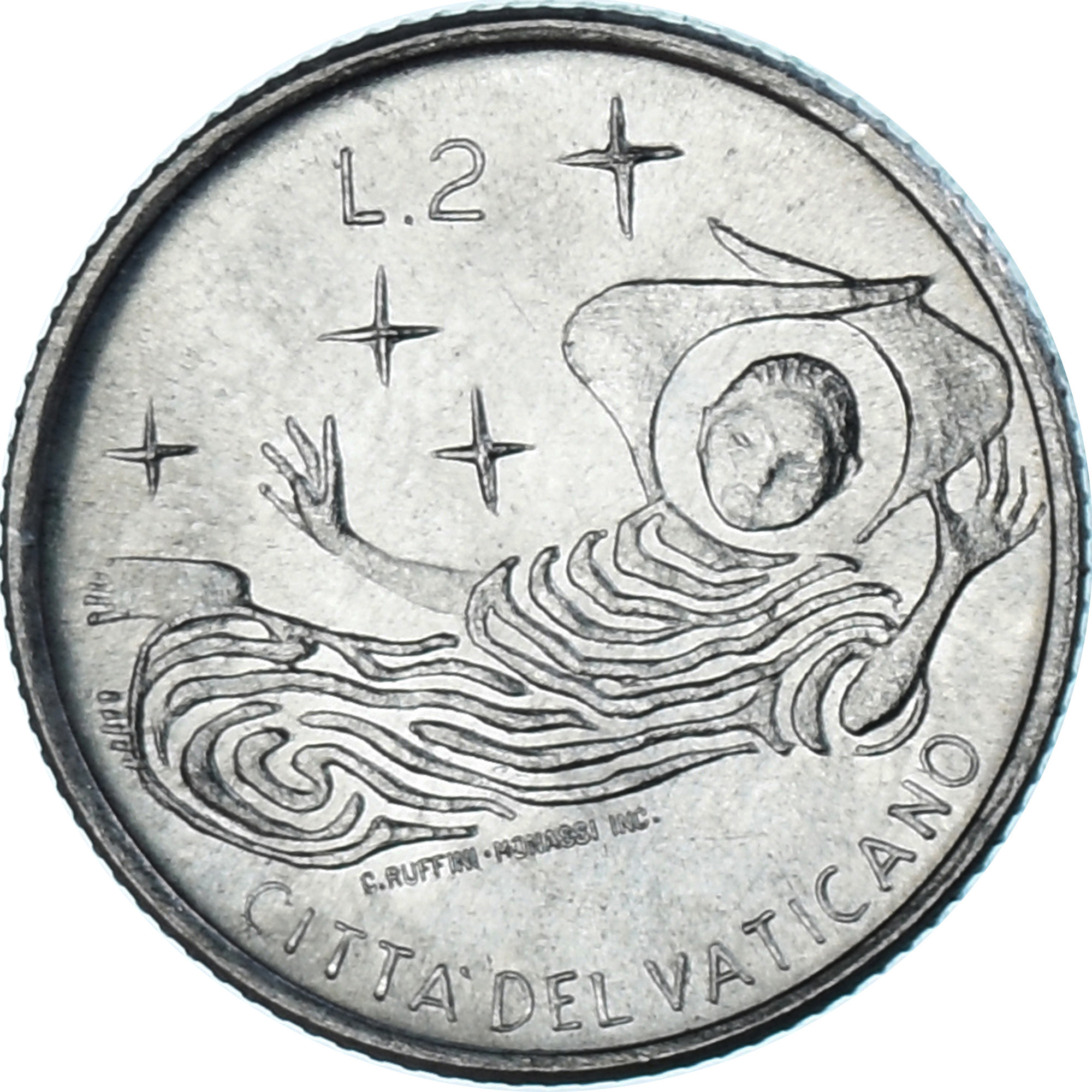 Coin, VATICAN CITY, Paul VI, 2 Lire, 1969, , Aluminum, KM:109