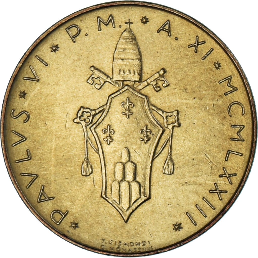 Coin, VATICAN CITY, Paul VI, 20 Lire, 1973, , Aluminum-Bronze, KM:120