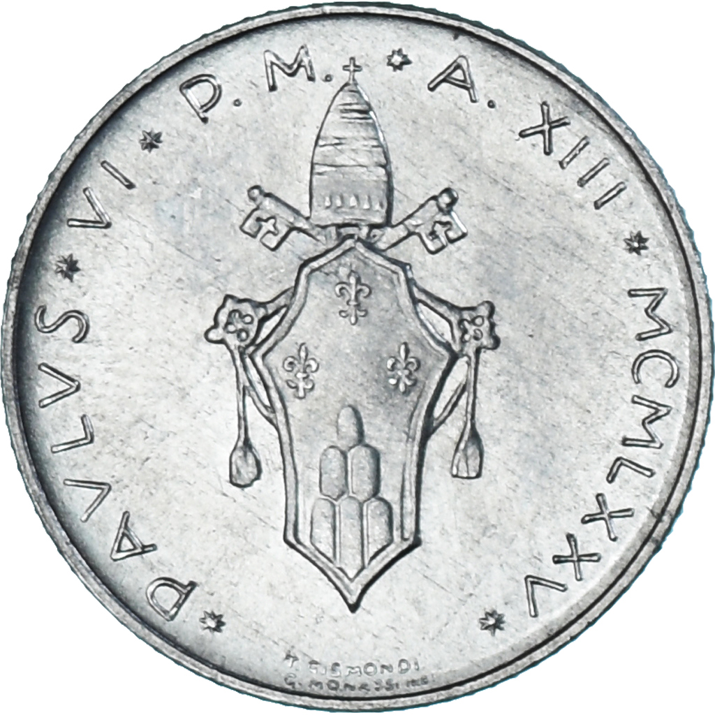 Coin, VATICAN CITY, Paul VI, 2 Lire, 1975, , Aluminum, KM:117