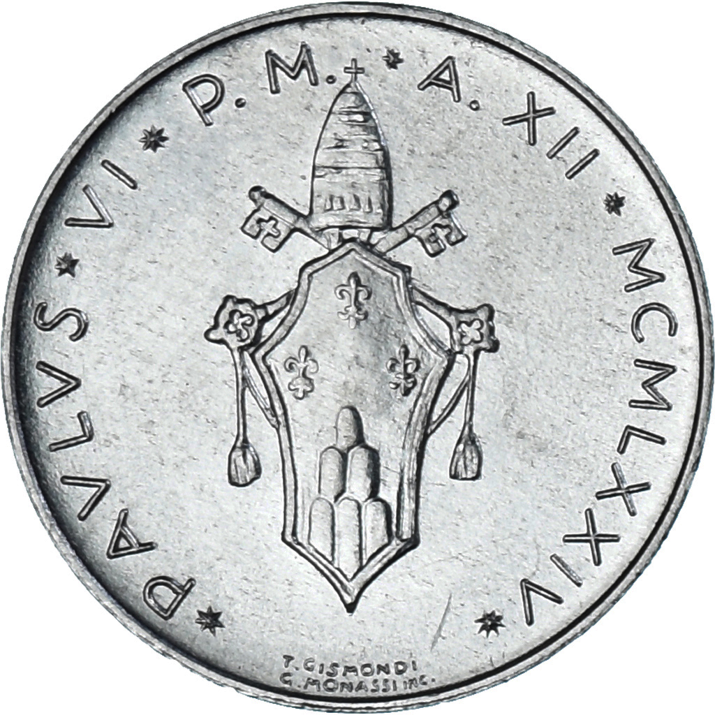 Coin, VATICAN CITY, Paul VI, 5 Lire, 1974, , Aluminum, KM:118