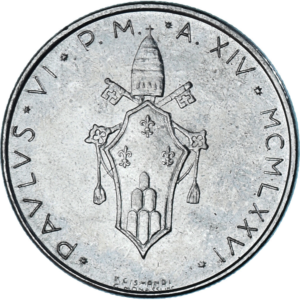 Coin, VATICAN CITY, Paul VI, 50 Lire, 1976, Roma, , Stainless Steel