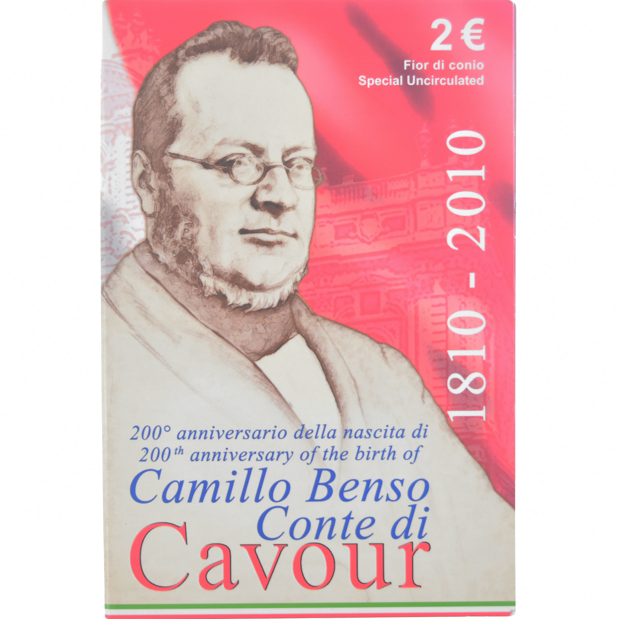 Italien, 2 Euro, Camillo Benso comte di Cavour, 2010, Rome, Special Unc., STGL