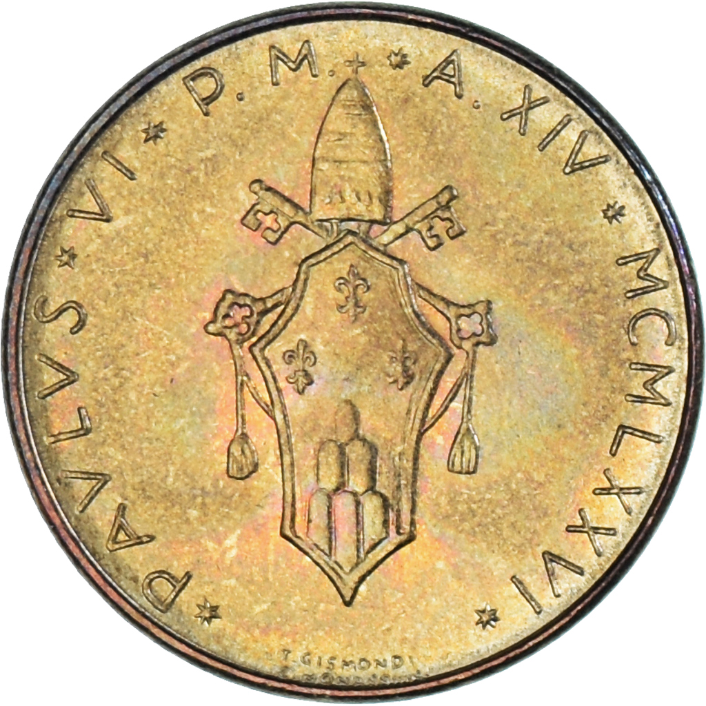 Coin, VATICAN CITY, Paul VI, 20 Lire, 1976, Roma, , Aluminum-Bronze