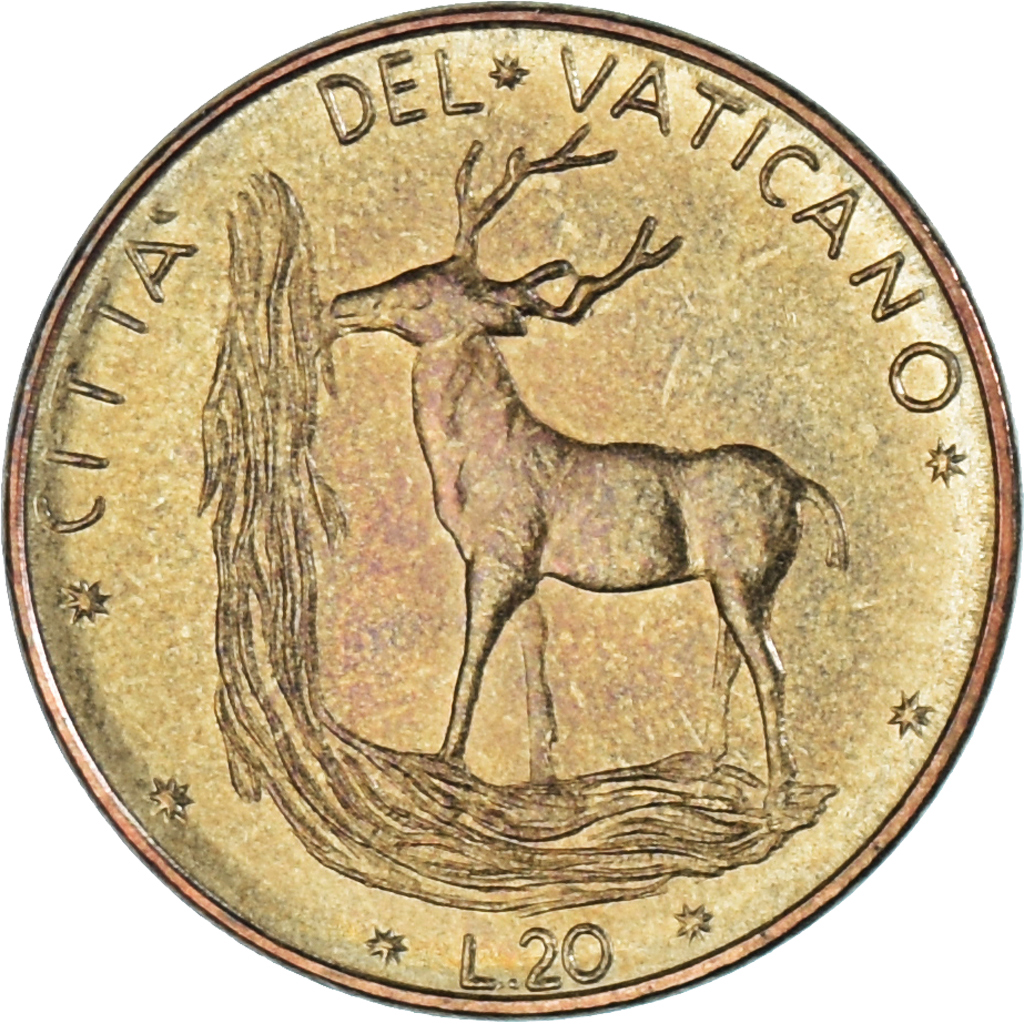 Coin, VATICAN CITY, Paul VI, 20 Lire, 1976, Roma, , Aluminum-Bronze