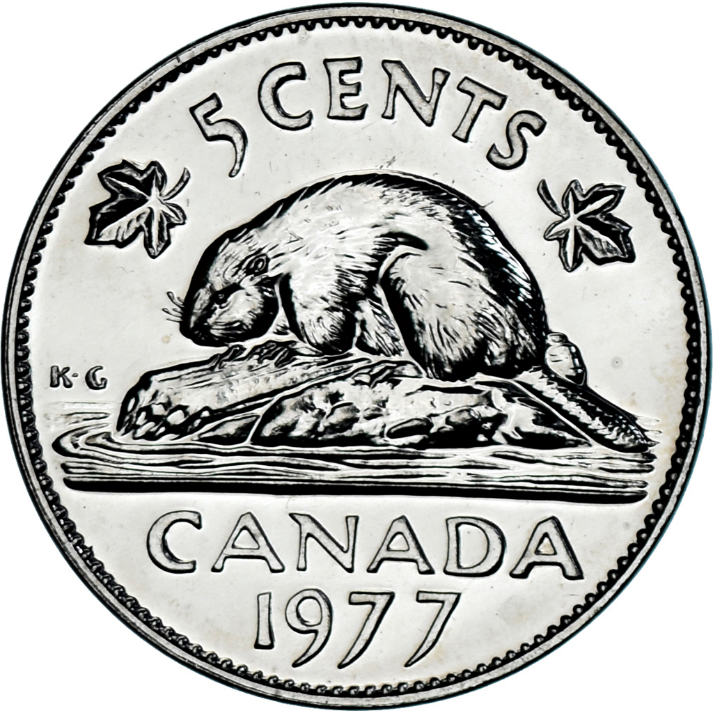 Coin, Canada, Elizabeth II, 5 Cents, 1977, Royal Canadian Mint, Ottawa