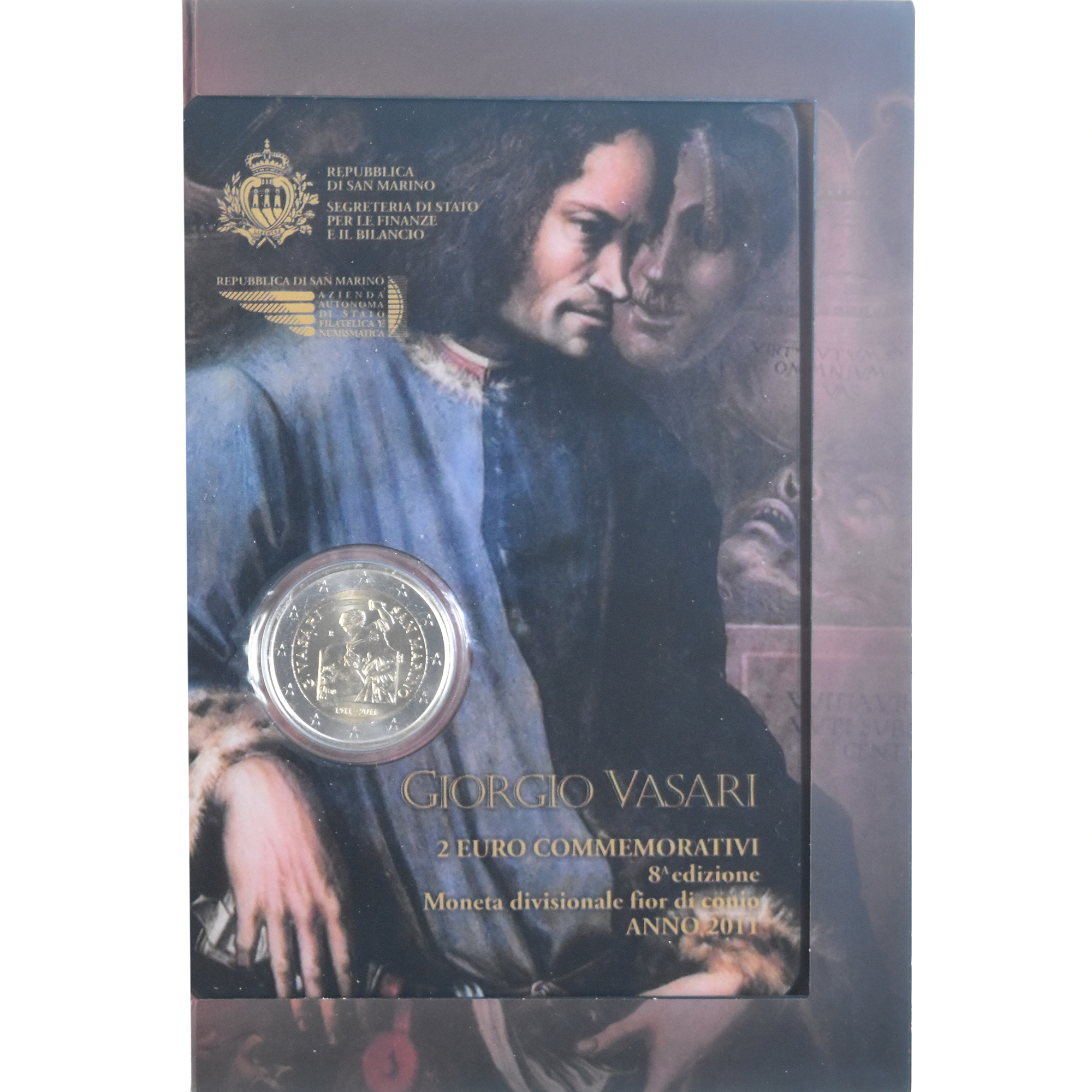 San Marino, 2 Euro, Giorgo Vasari, 2011, Rome, STGL, Bi-Metallic