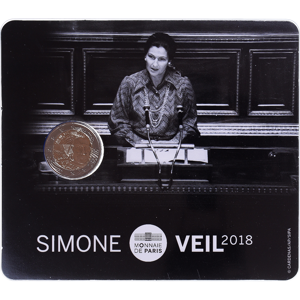 France, 2 Euro, Simone Veil, 2018, Monnaie de Paris, BU, MS(65-70), Bi-Metallic