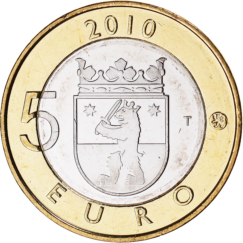 Finland, 5 Euro, 2010, Vantaa, MS(63), Bi-Metallic, KM:156