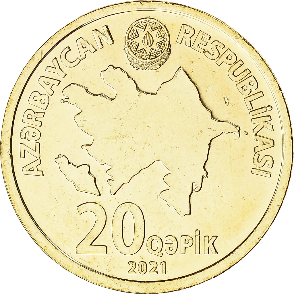 Coin, Azerbaijan, 20 Qapik, 2021, MS(63), laiton, KM:90