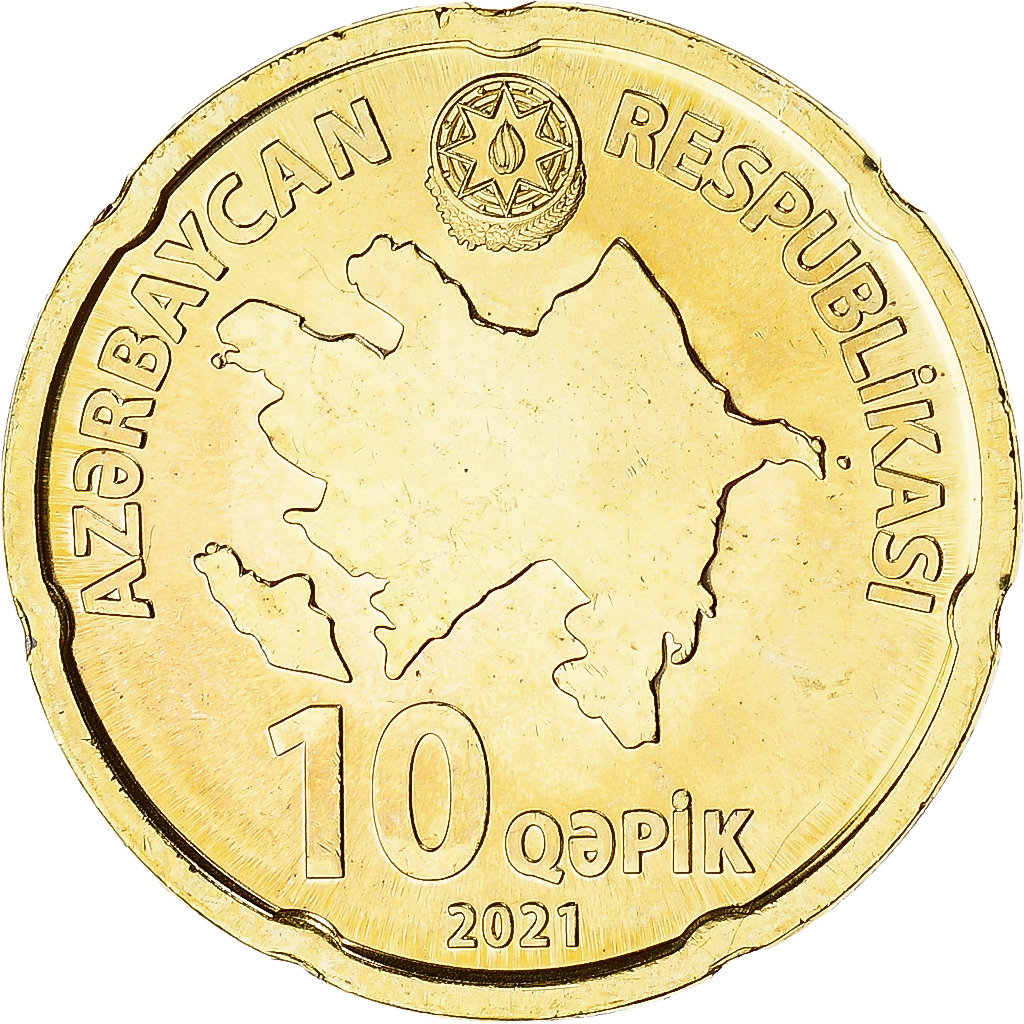 Coin, Azerbaijan, 10 Qapik, 2021, , Acier plaqué laiton