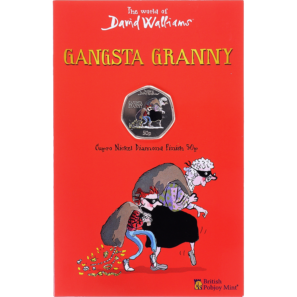 Coin, Gibraltar, 50 Pence, 2022, Pobjoy Mint, Gangsta Granny.Colorized  BU