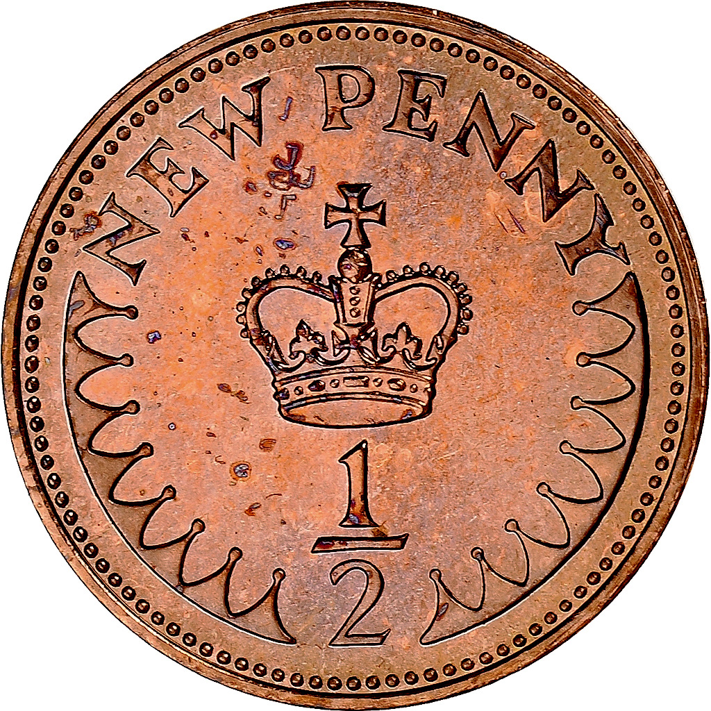 Coin, Great Britain, Elizabeth II, 1/2 New Penny, 1976, BU, , Bronze
