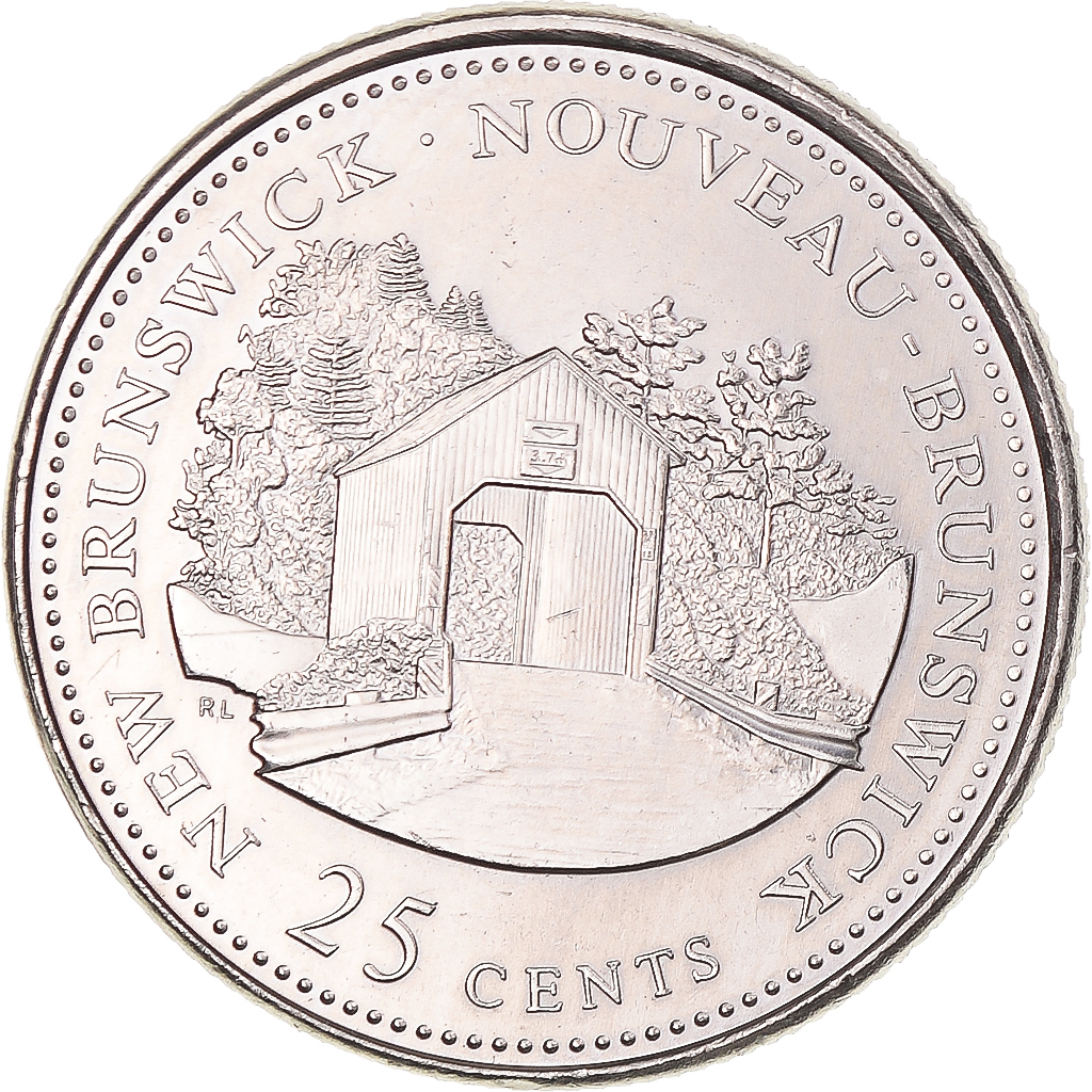 Coin, Canada, Elizabeth II, New Brunswick, 25 Cents, 1992, Royal Canadian Mint
