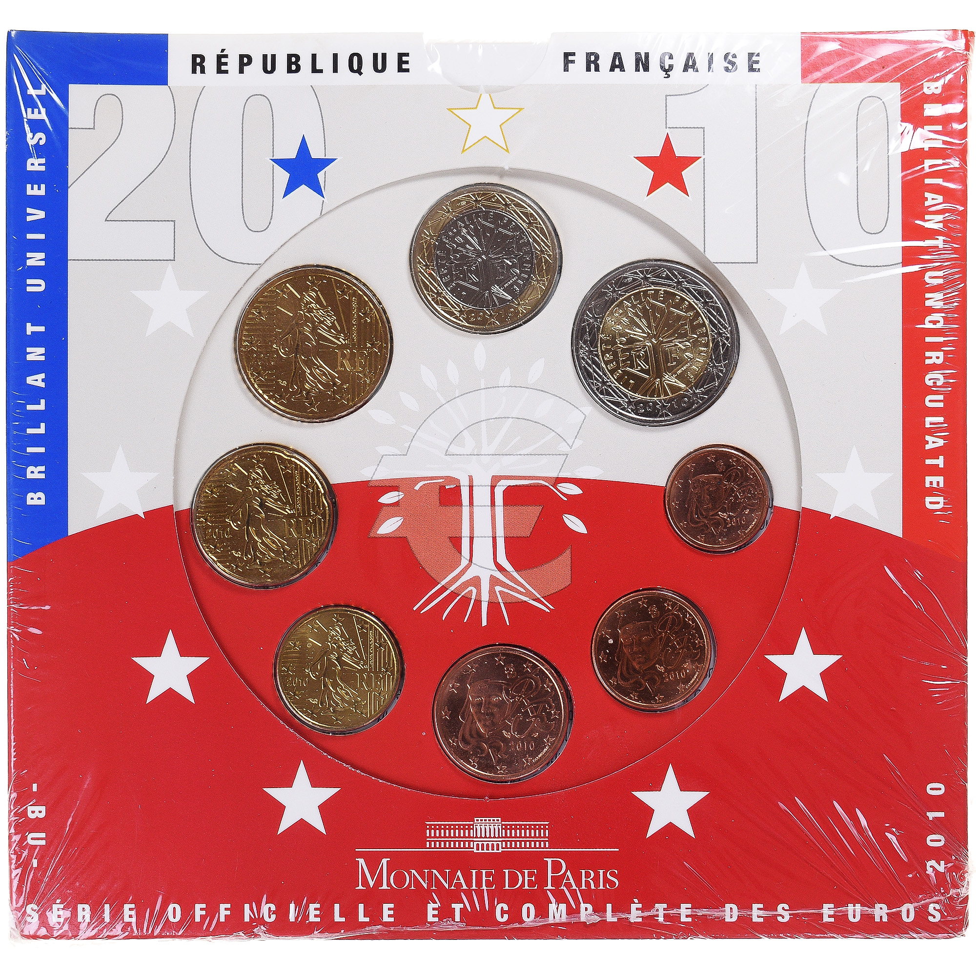 Frankreich, Monnaie de Paris, 1 Cent to 2 Euro, 2010, Paris, BU, STGL