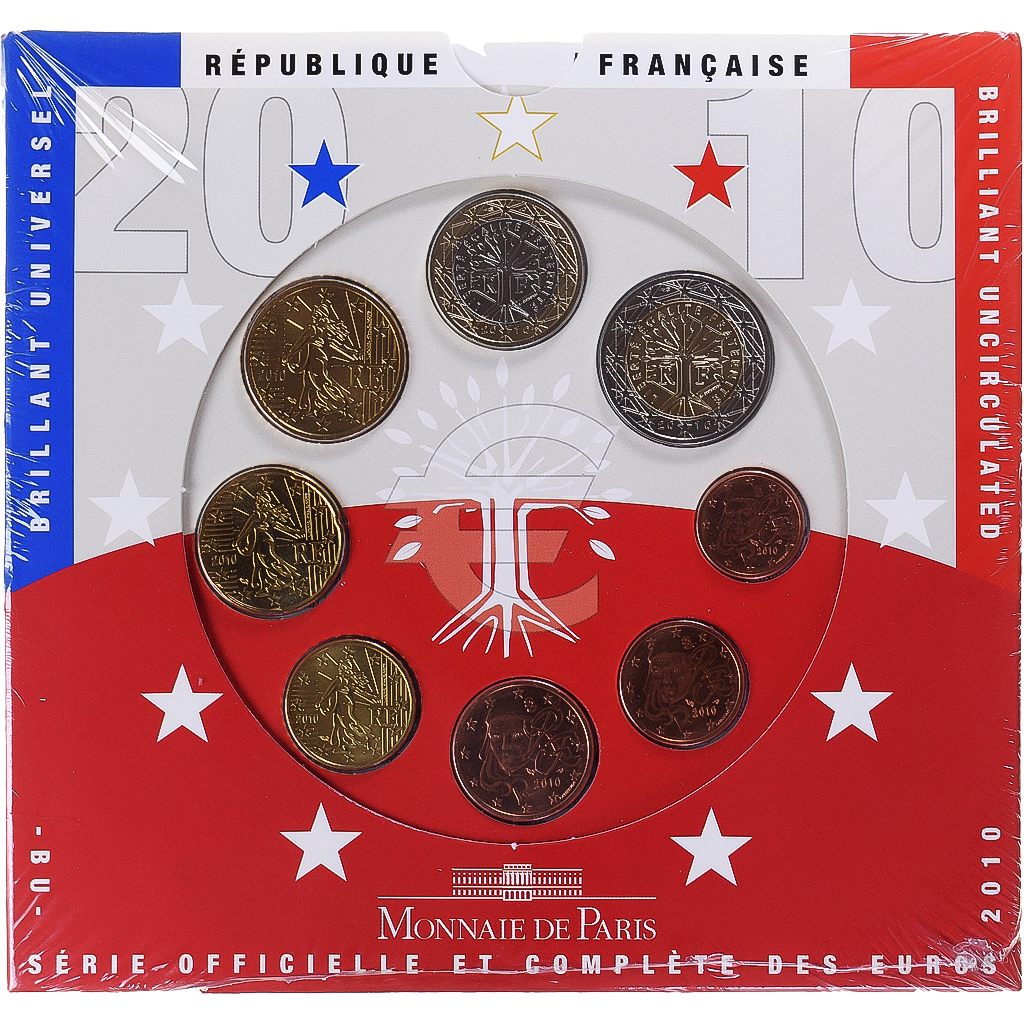France, Monnaie de Paris, 1 Cent to 2 Euro, 2010, Paris, Set, FDC