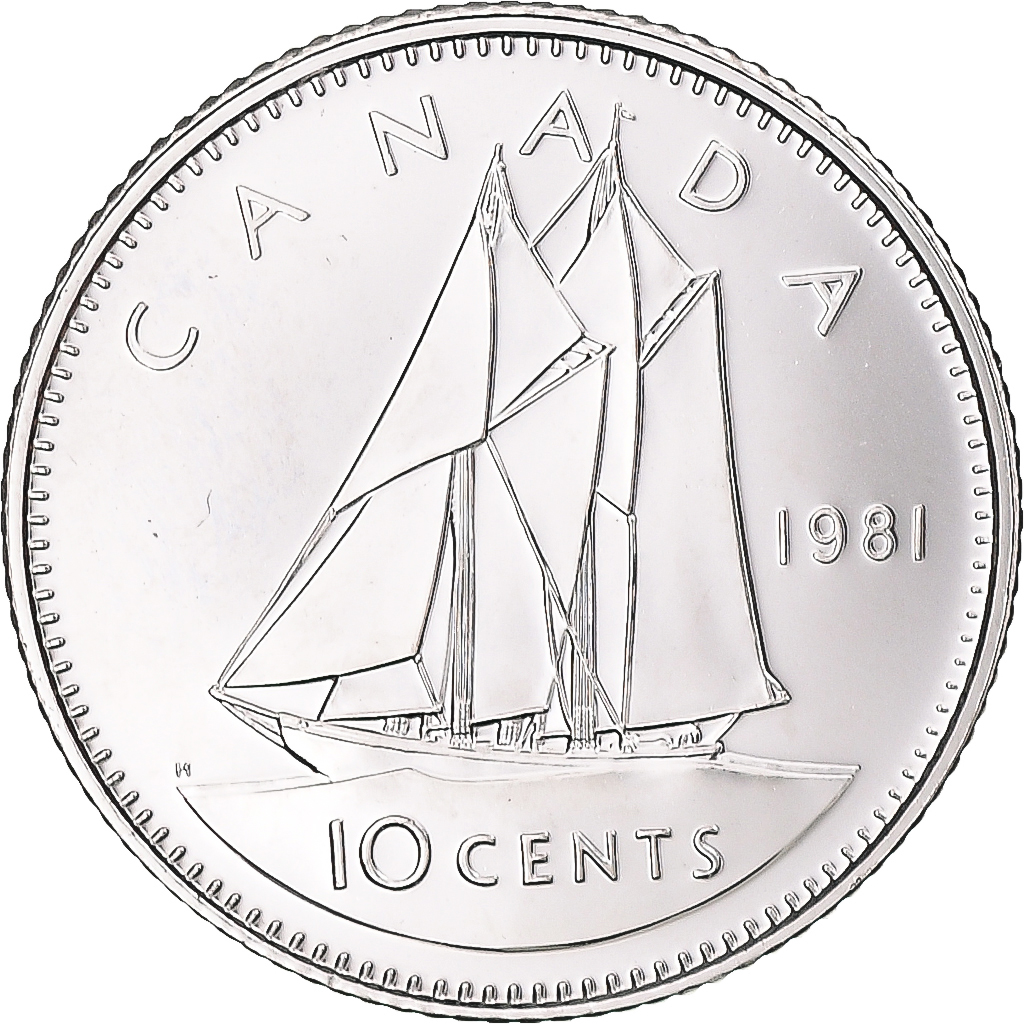 Coin, Canada, Elizabeth II, 10 Cents, 1981, Royal Canadian Mint, Ottawa, BU
