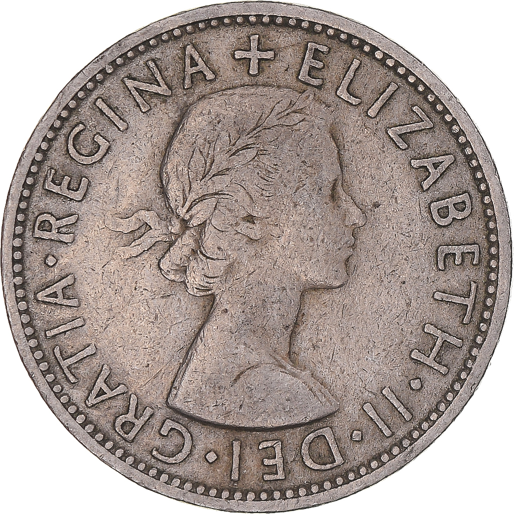 Coin, Great Britain, Elizabeth II, Florin, Two Shillings, 1955, 