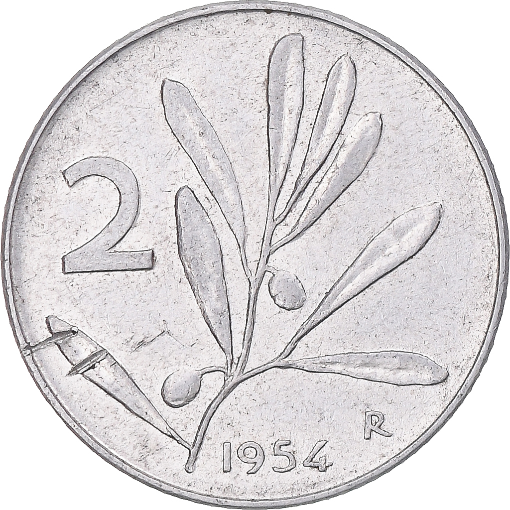 Coin, Italy, 2 Lire, 1954, Rome, , Aluminium, KM:94