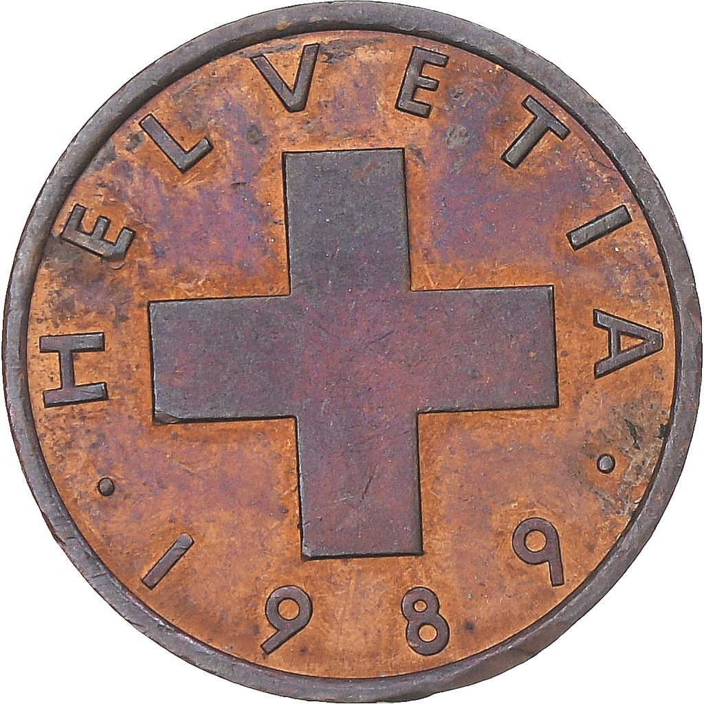 Coin, Switzerland, Rappen, 1989, Bern, , Bronze, KM:46