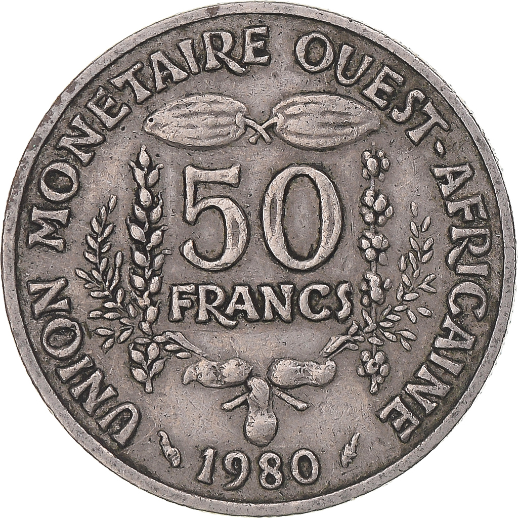 Coin, West African States, 50 Francs, 1980, Paris, , Copper-nickel