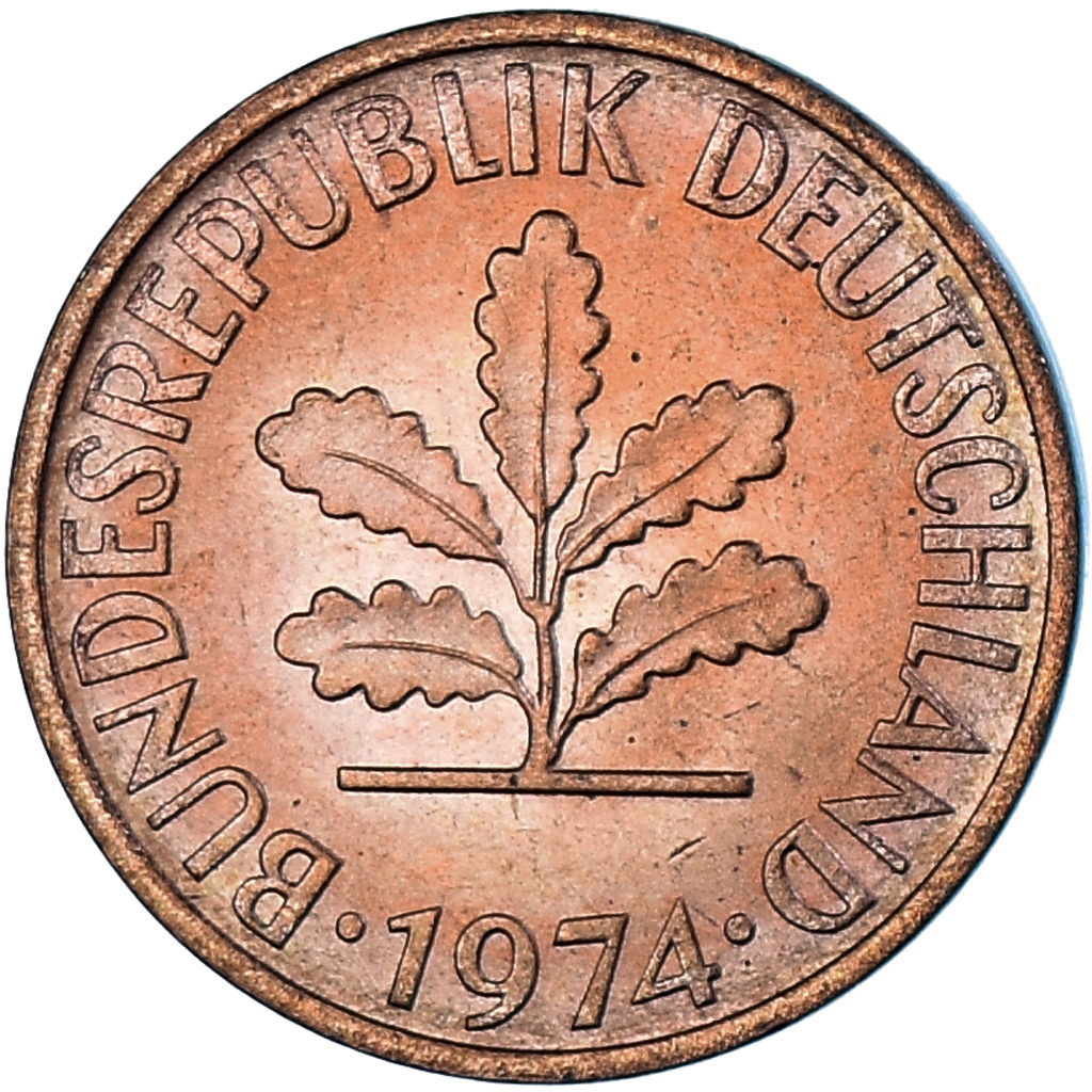 Coin, GERMANY - FEDERAL REPUBLIC, 2 Pfennig, 1974, Stuttgart, , Copper