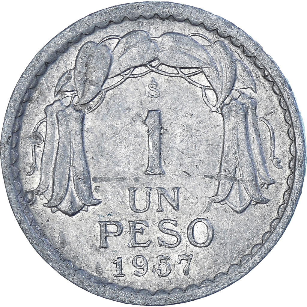 Coin, Chile, Peso, 1957, , Aluminum, KM:179a