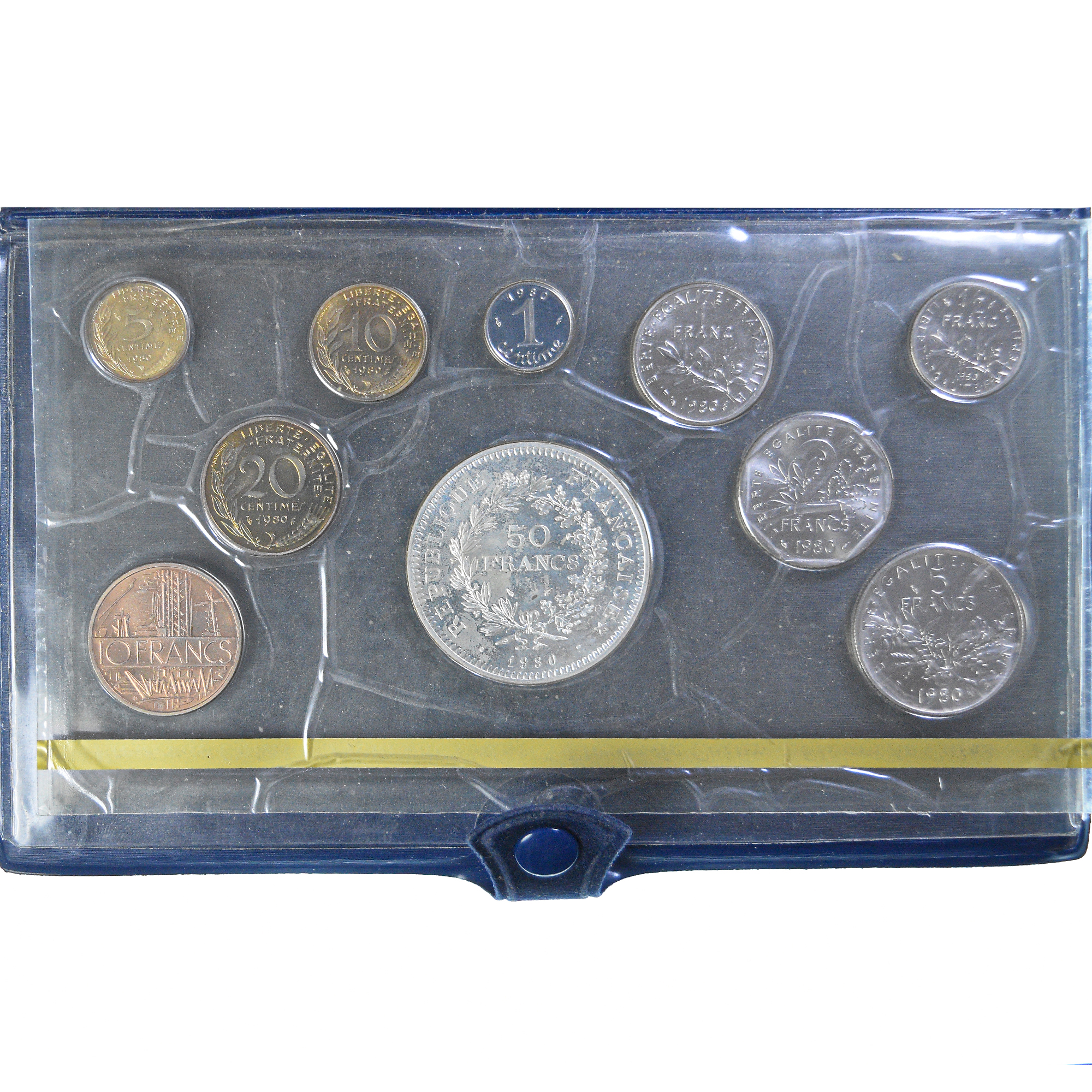 Coin, France, Coffret 1 c. à 50 frs., 1980, Monnaie de Paris, FDC, 