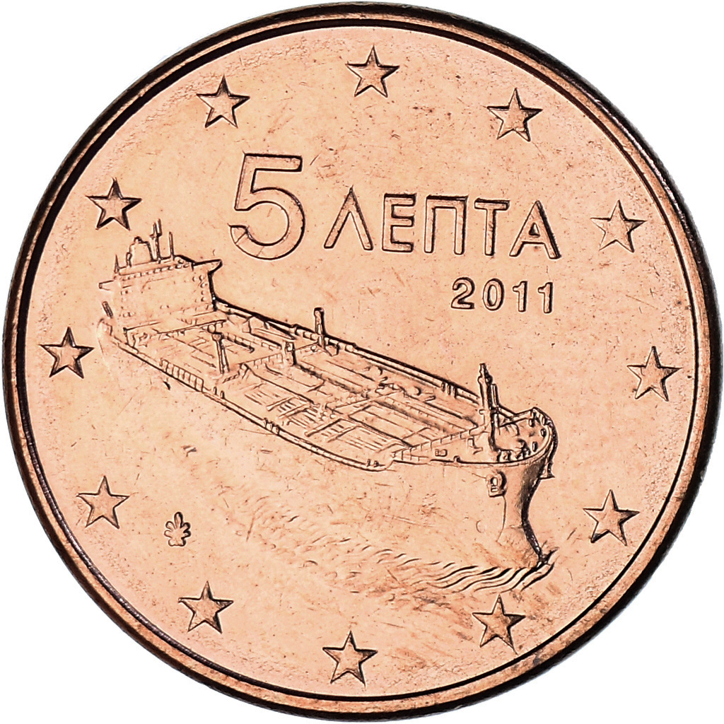 Griechenland, 5 Euro Cent, 2011, Athens, UNZ, Copper Plated Steel, KM:183