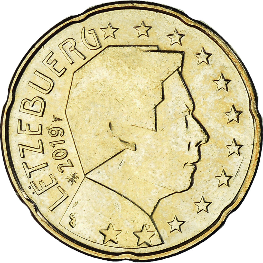 Luxemburg, 20 Euro Cent, 2019, Henri I, UNZ+, Nordic gold