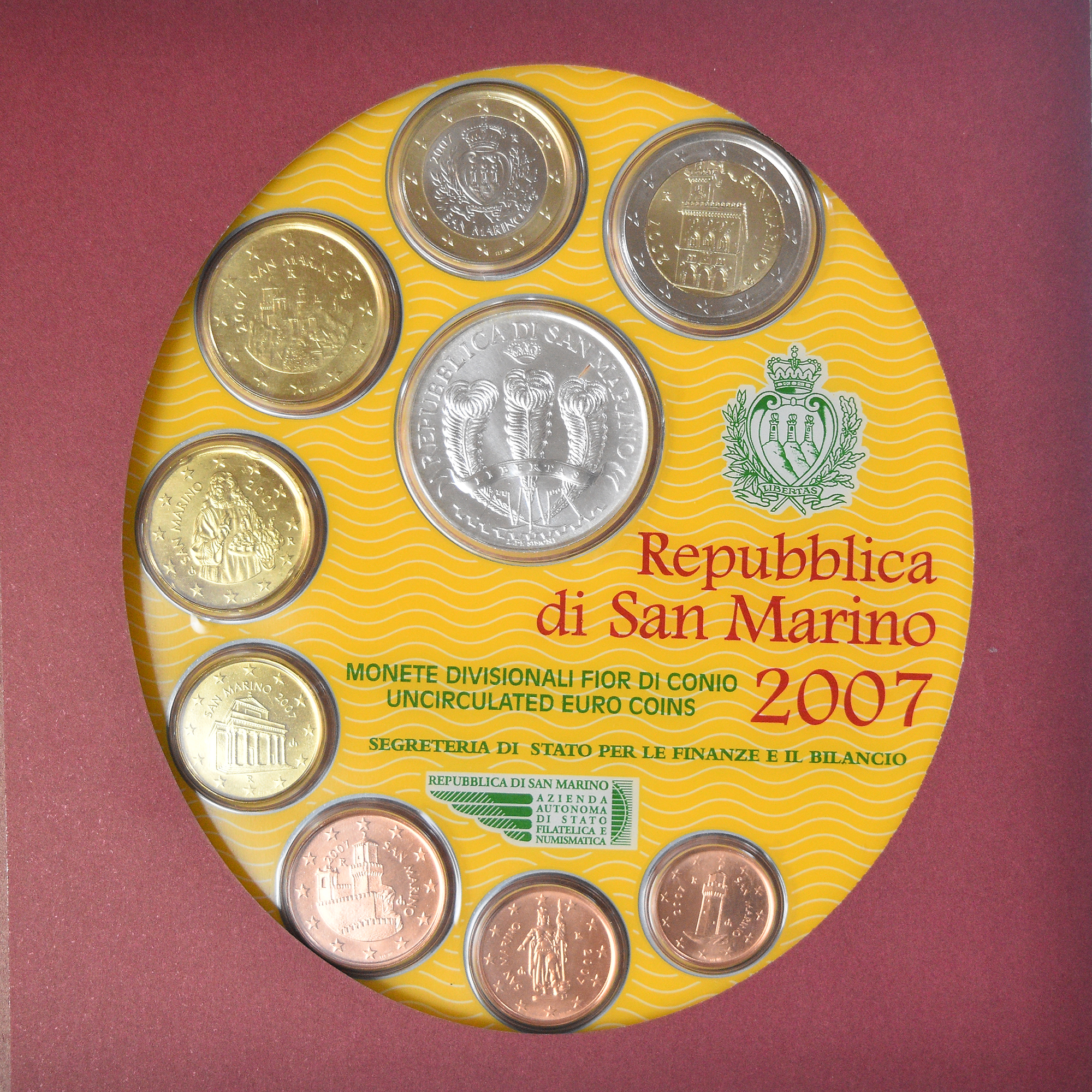 Saint Marin , Coffret, 2007, FDC, Bimétallique