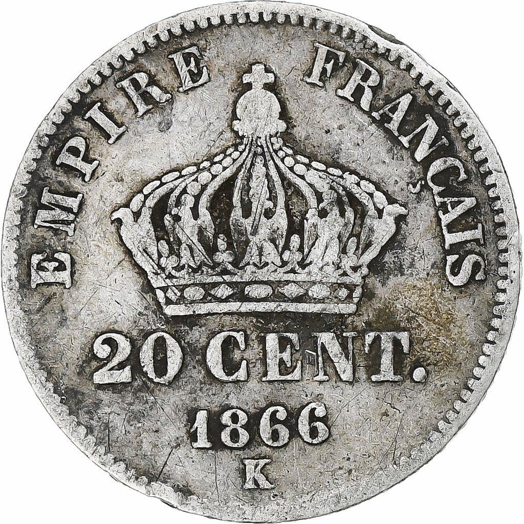Coin, France, Napoleon III, 20 Centimes, 1866, Bordeaux, , Silver