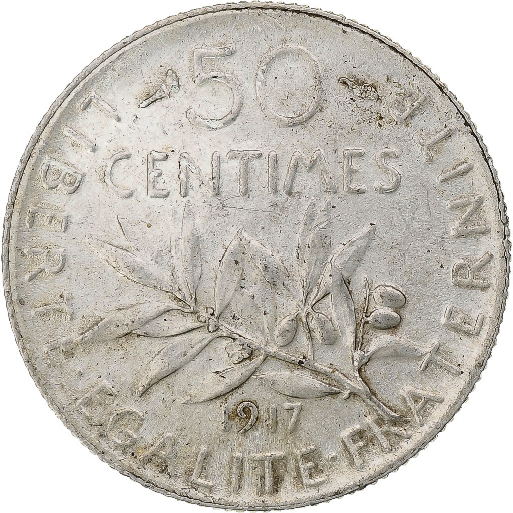 Coin, France, Semeuse, 50 Centimes, 1917, Paris, , Silver, KM:854