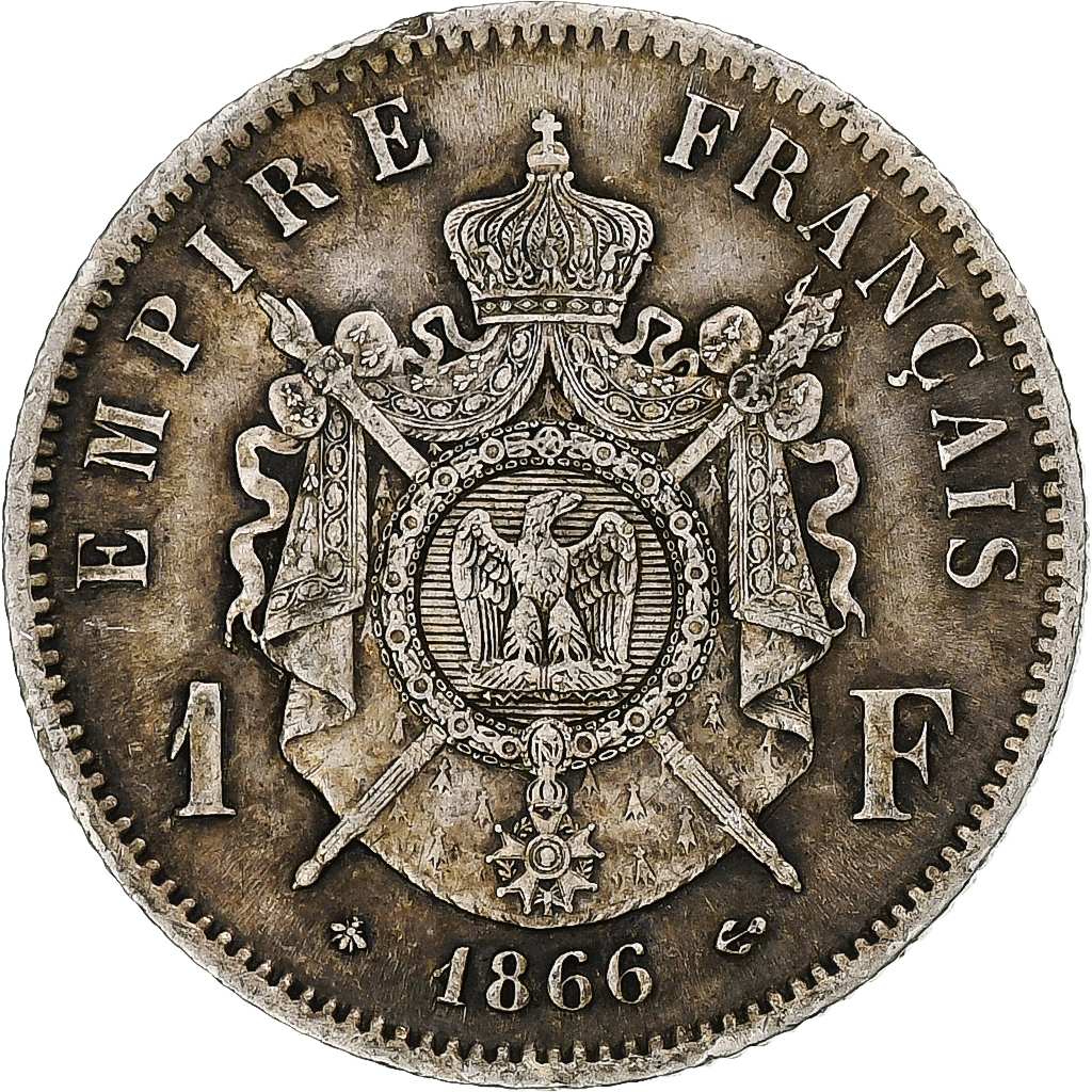 Coin, France, Napoleon III, Franc, 1866, Paris, , Silver, KM:806.1