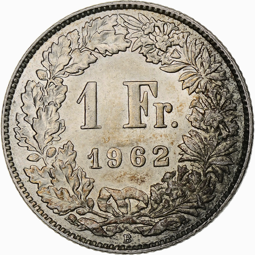 Coin, Switzerland, Franc, 1962, Bern, , Silver, KM:24