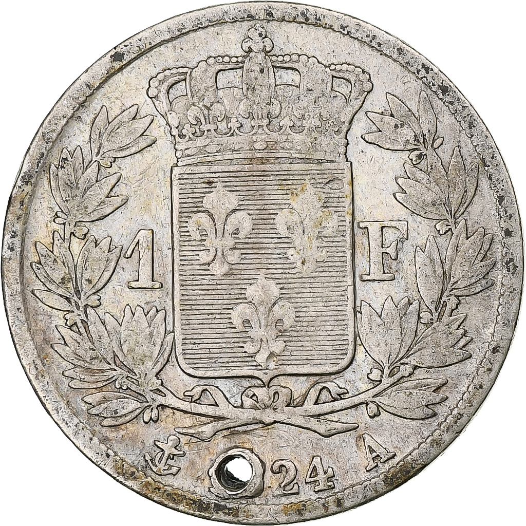 Coin, France, Louis XVIII, Louis XVIII, Franc, 1824, Paris, , Silver